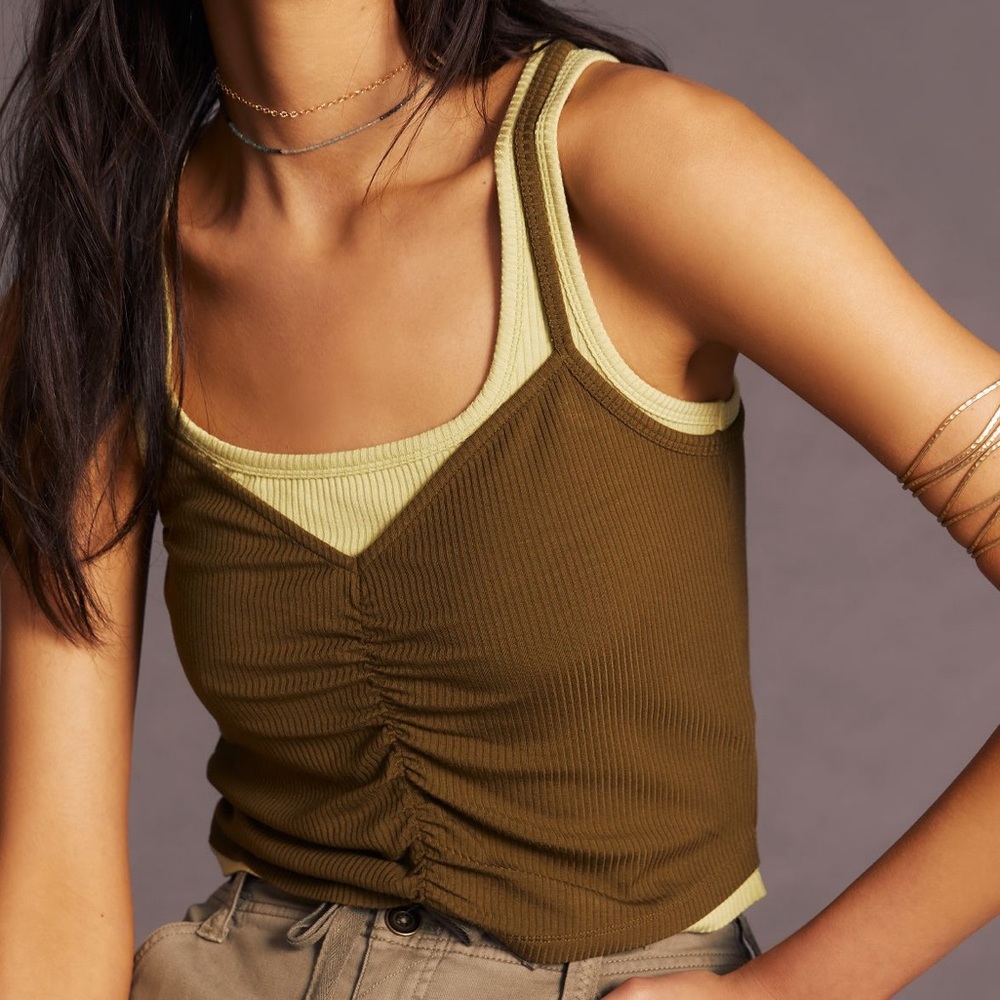 Anthropologie Ruched Layered Tank